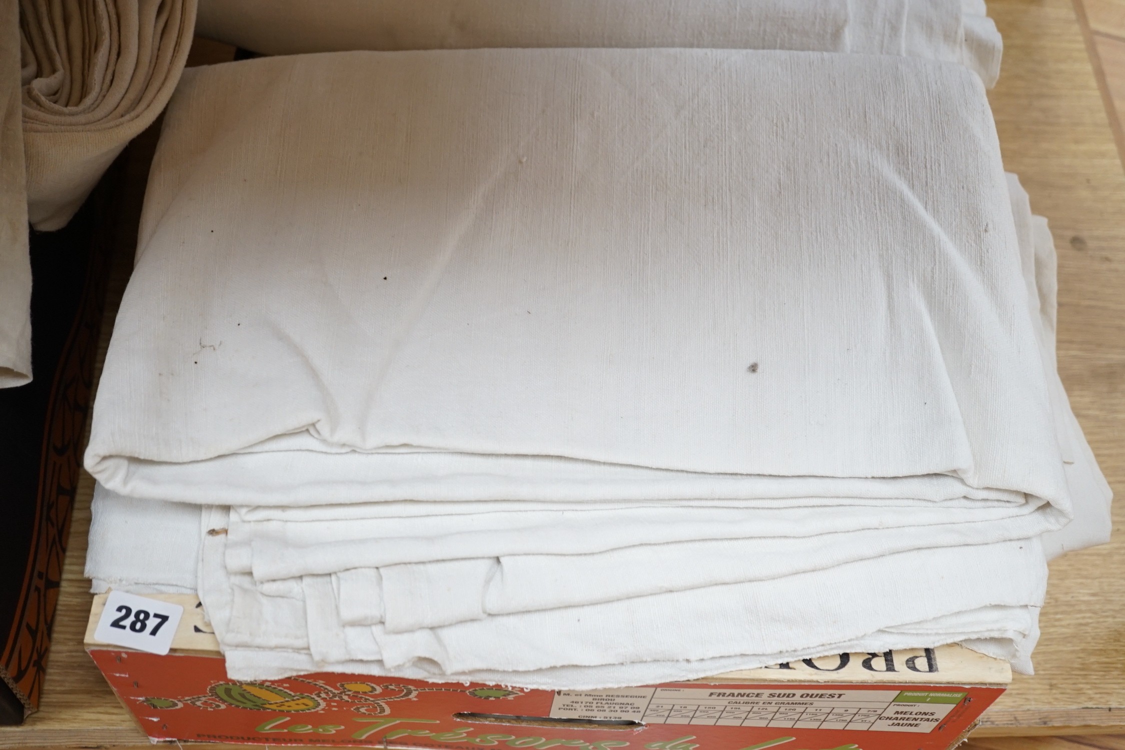 A large quantity of coarse French provincial linen sheets